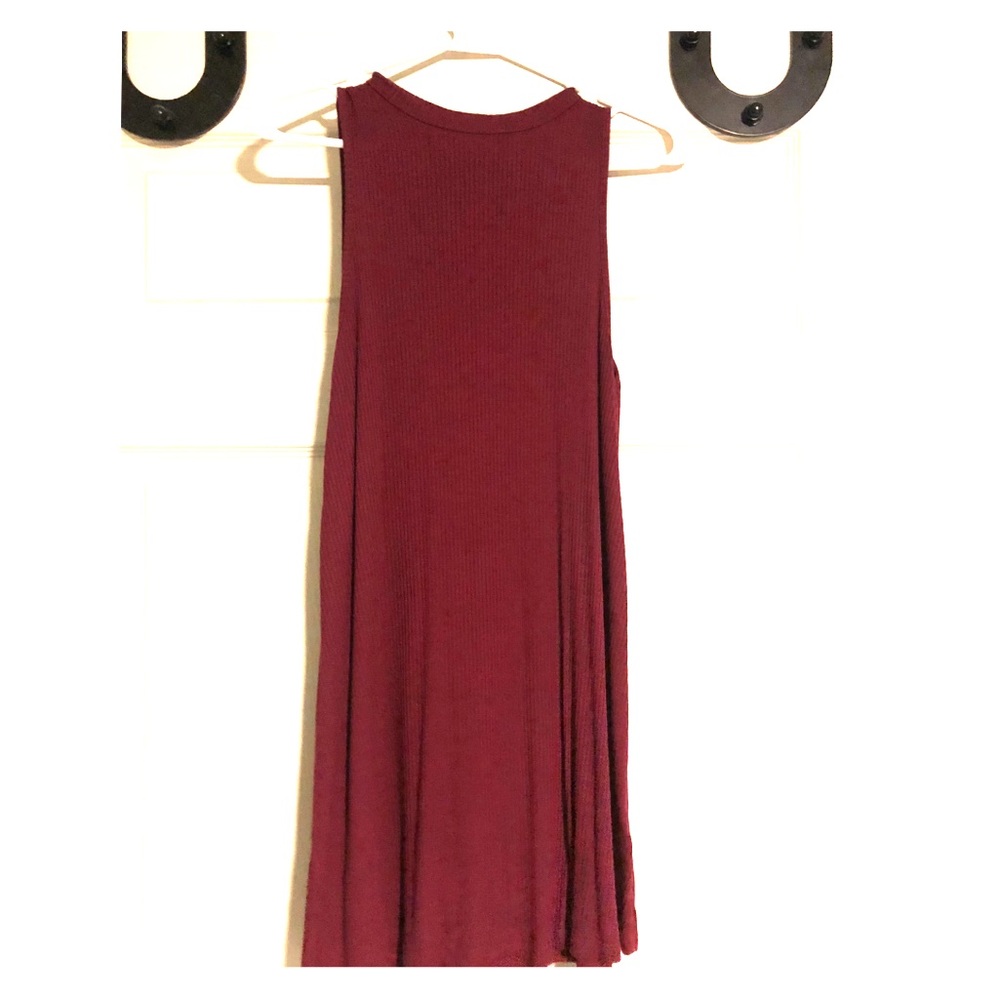 Maroon ribbed mini dress